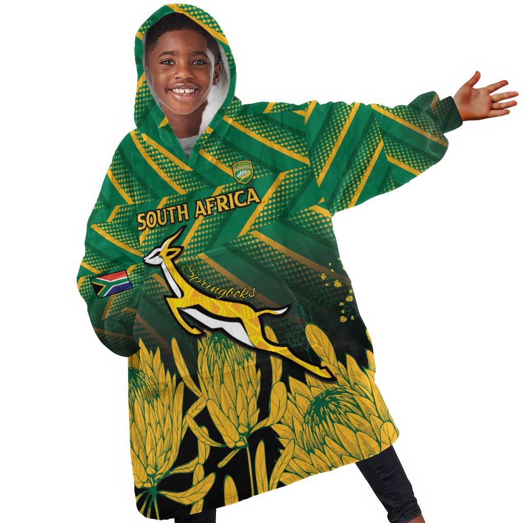South Africa Rugby Custom Kid Wearable Blanket Hoodie Go Springboks Go