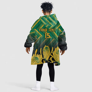 South Africa Rugby Custom Kid Wearable Blanket Hoodie Go Springboks Go