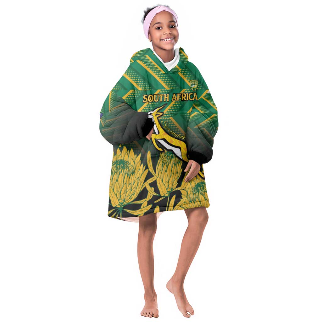 South Africa Rugby Custom Kid Wearable Blanket Hoodie Go Springboks Go