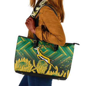 South Africa Rugby Custom Leather Tote Bag Go Springboks Go