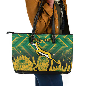 South Africa Rugby Custom Leather Tote Bag Go Springboks Go