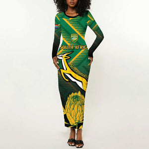 South Africa Rugby Custom Long Sleeve Bodycon Dress Go Springboks Go
