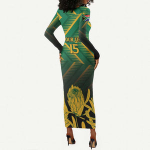 South Africa Rugby Custom Long Sleeve Bodycon Dress Go Springboks Go