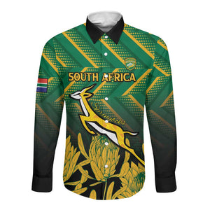 South Africa Rugby Custom Long Sleeve Button Shirt Go Springboks Go