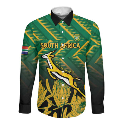 South Africa Rugby Custom Long Sleeve Button Shirt Go Springboks Go