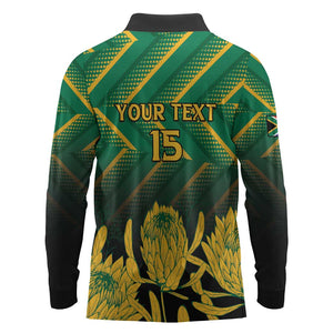 South Africa Rugby Custom Long Sleeve Polo Shirt Go Springboks Go