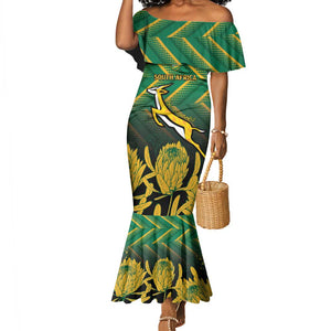 South Africa Rugby Custom Mermaid Dress Go Springboks Go