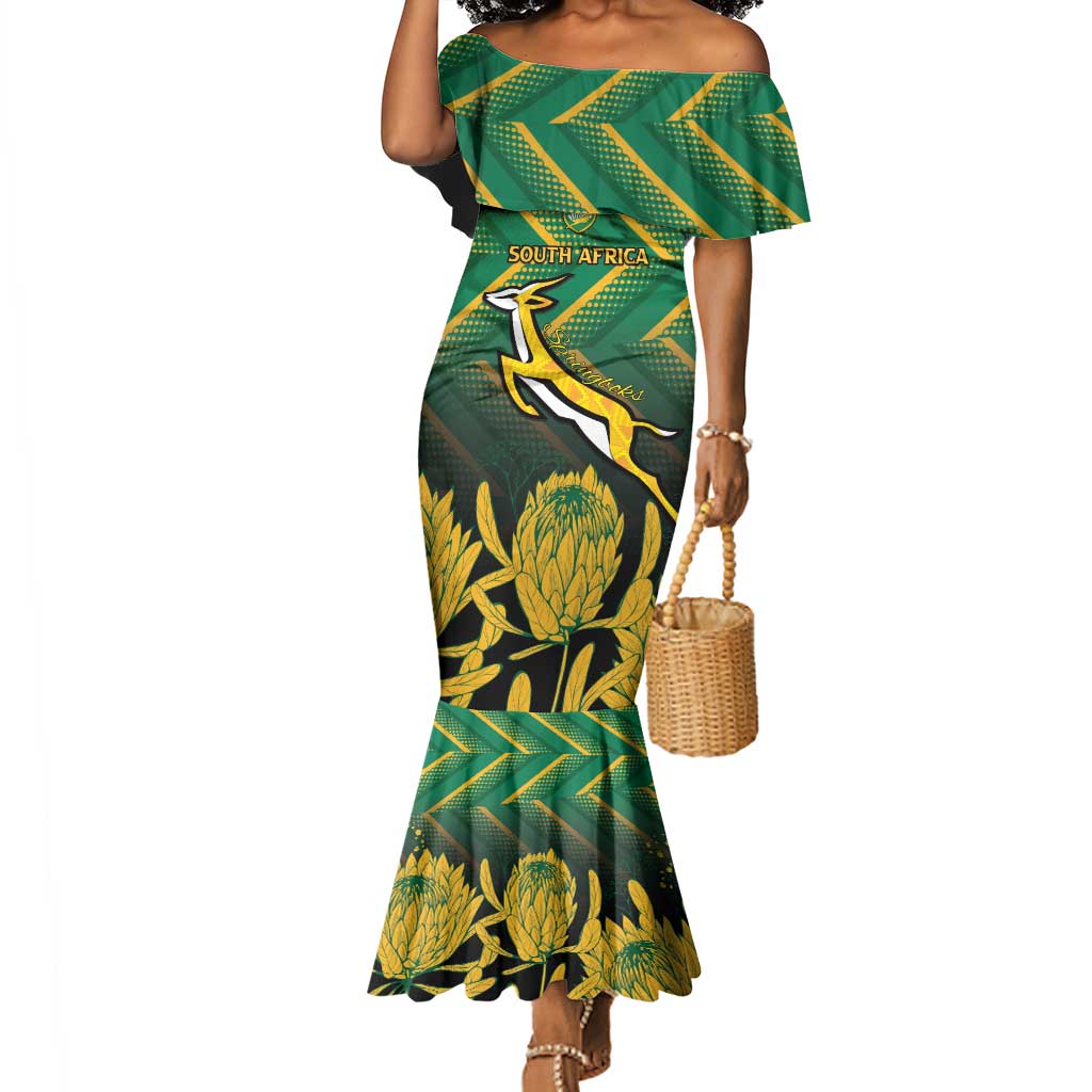 South Africa Rugby Custom Mermaid Dress Go Springboks Go