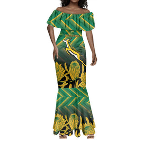 South Africa Rugby Custom Mermaid Dress Go Springboks Go