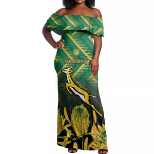 South Africa Rugby Custom Off Shoulder Maxi Dress Go Springboks Go