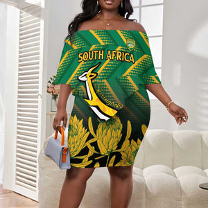 South Africa Rugby Custom Off Shoulder Short Dress Go Springboks Go