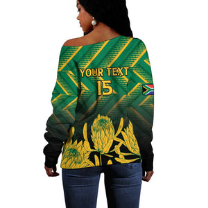 South Africa Rugby Custom Off Shoulder Sweater Go Springboks Go