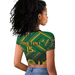 South Africa Rugby Custom Raglan Cropped T shirt Go Springboks Go