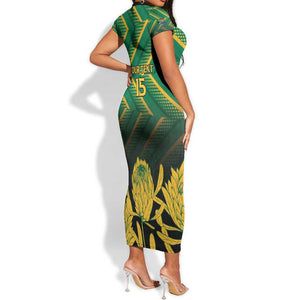 South Africa Rugby Custom Short Sleeve Bodycon Dress Go Springboks Go