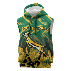 South Africa Rugby Custom Sleeveless Hoodie Go Springboks Go - African Pride