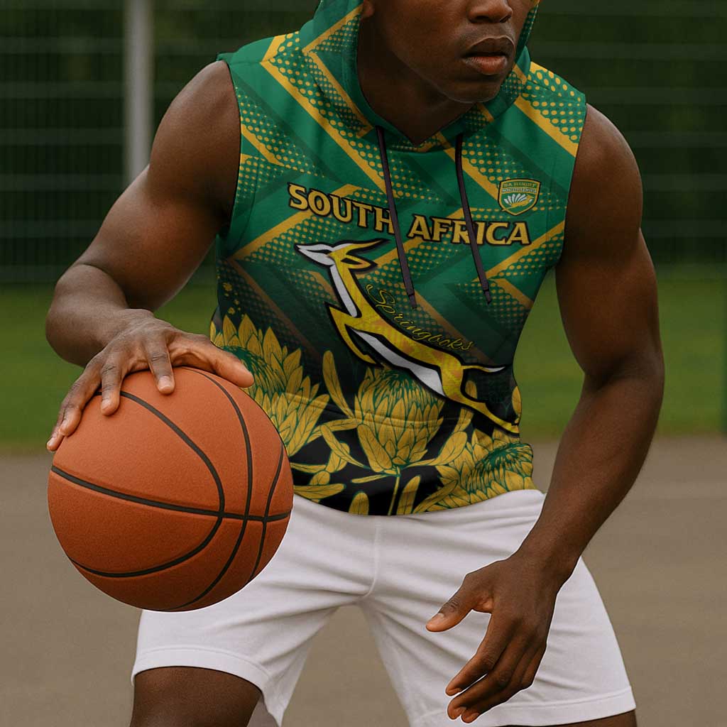South Africa Rugby Custom Sleeveless Hoodie Go Springboks Go - African Pride