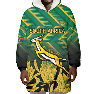 South Africa Rugby Custom Wearable Blanket Hoodie Go Springboks Go
