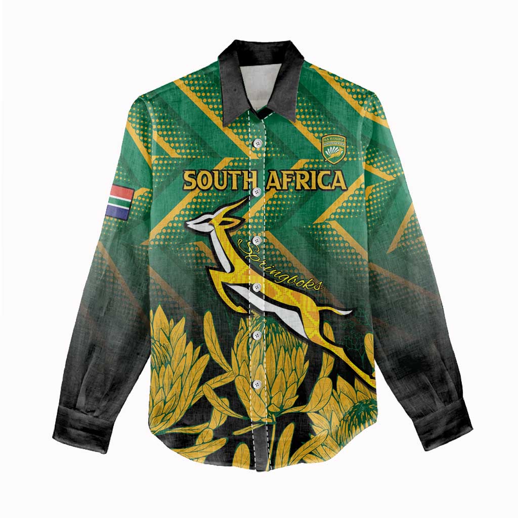 South Africa Rugby Custom Women Casual Shirt Go Springboks Go