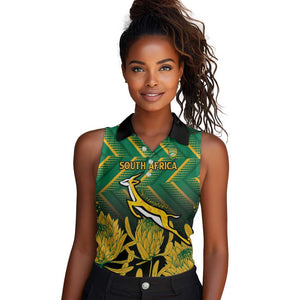 South Africa Rugby Custom Women Sleeveless Polo Shirt Go Springboks Go