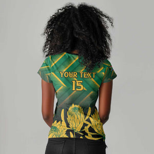 South Africa Rugby Custom Women V-Neck T-Shirt Go Springboks Go