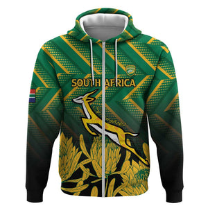 South Africa Rugby Custom Zip Hoodie Go Springboks Go
