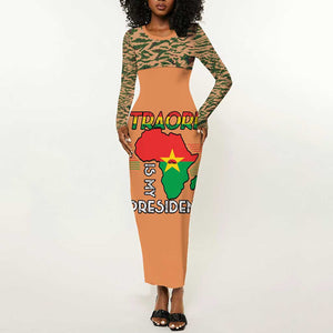 Traore Is My President Long Sleeve Bodycon Dress Africa For Africans