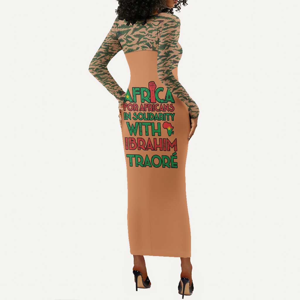 Traore Is My President Long Sleeve Bodycon Dress Africa For Africans