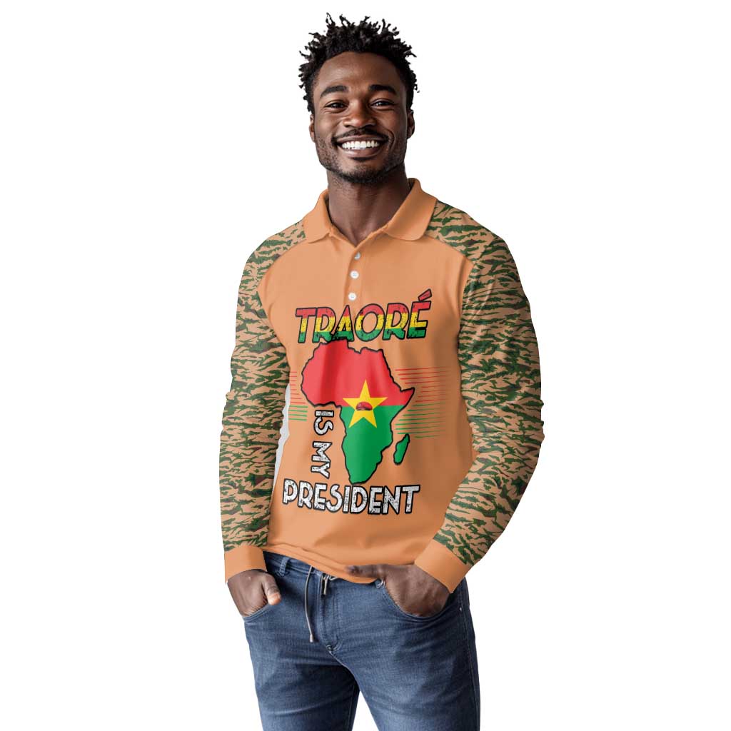Traore Is My President Long Sleeve Polo Shirt Africa For Africans