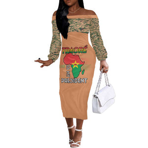 Traore Is My President Off The Shoulder Long Sleeve Dress Africa For Africans