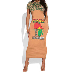Traore Is My President Short Sleeve Bodycon Dress Africa For Africans