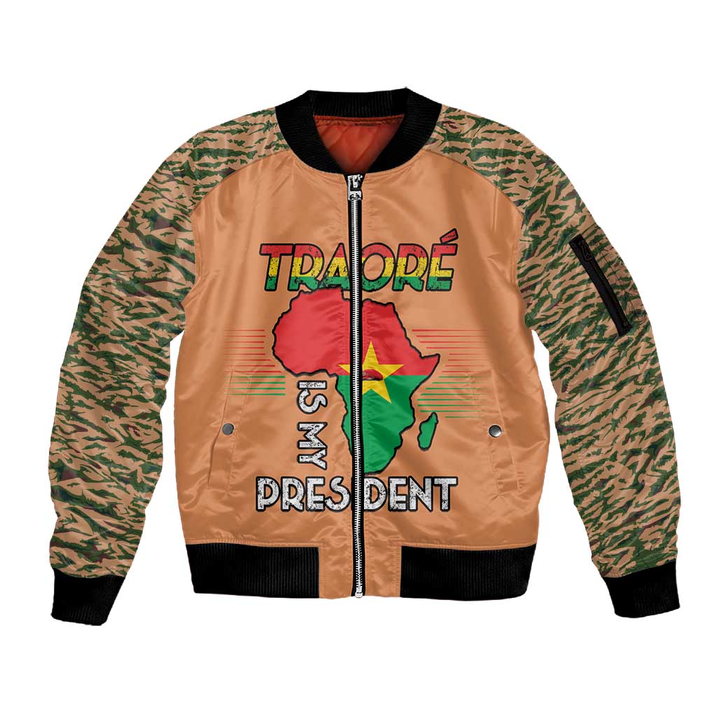 Traore Is My President Sleeve Zip Bomber Jacket Africa For Africans