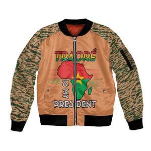Traore Is My President Sleeve Zip Bomber Jacket Africa For Africans