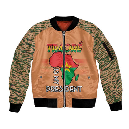Traore Is My President Sleeve Zip Bomber Jacket Africa For Africans