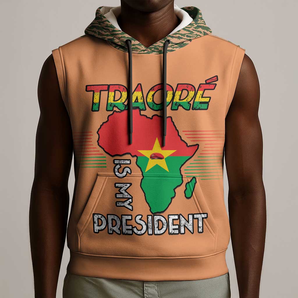 Traore Is My President Sleeveless Hoodie Africa For Africans - African Pride