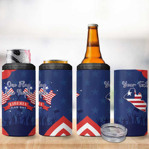 Personalized Liberia Flag Day 4 in 1 Can Cooler Tumbler One Flag One People - African Pride