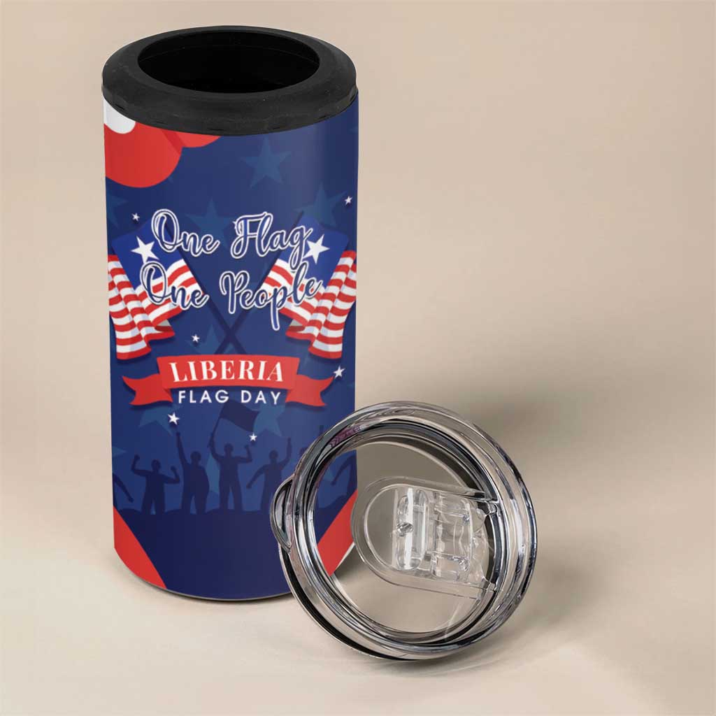 Personalized Liberia Flag Day 4 in 1 Can Cooler Tumbler One Flag One People - African Pride