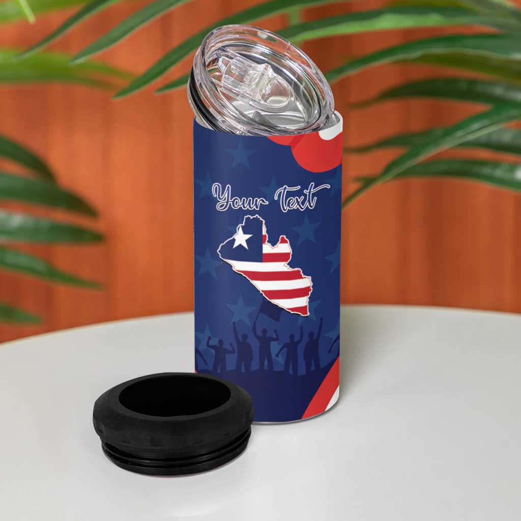 Personalized Liberia Flag Day 4 in 1 Can Cooler Tumbler One Flag One People - African Pride