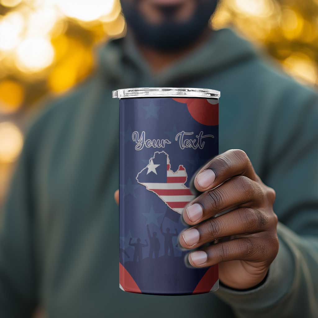 Personalized Liberia Flag Day 4 in 1 Can Cooler Tumbler One Flag One People - African Pride