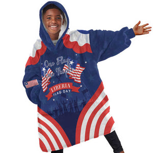 Personalized Liberia Flag Day Kid Wearable Blanket Hoodie One Flag One People - African Pride