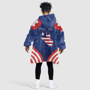 Personalized Liberia Flag Day Kid Wearable Blanket Hoodie One Flag One People - African Pride