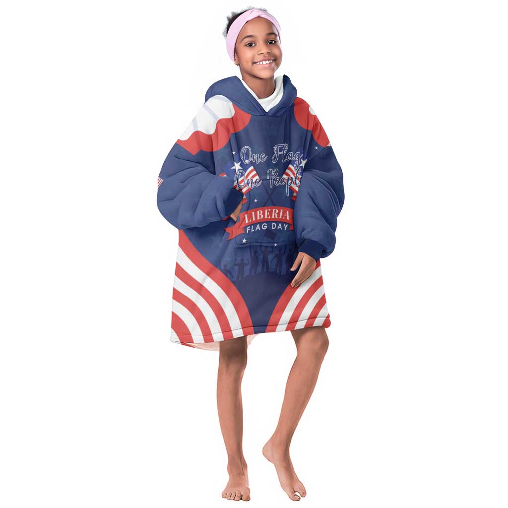 Personalized Liberia Flag Day Kid Wearable Blanket Hoodie One Flag One People - African Pride