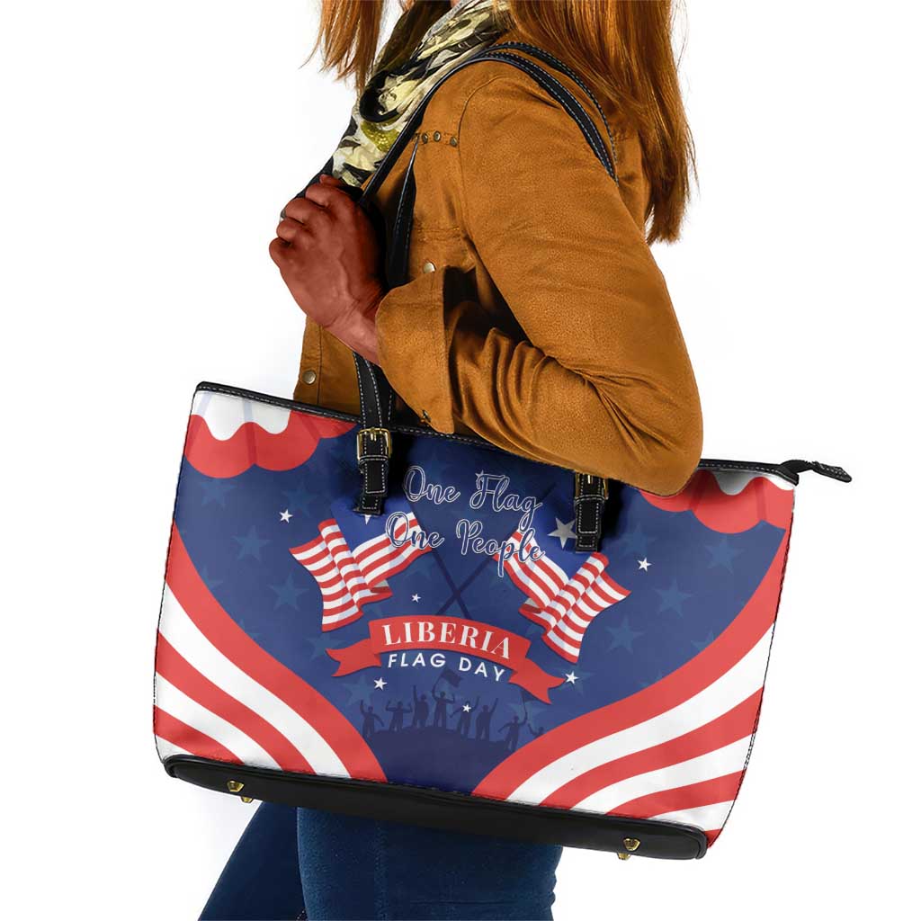 Liberia Flag Day Leather Tote Bag One Flag One People - African Pride