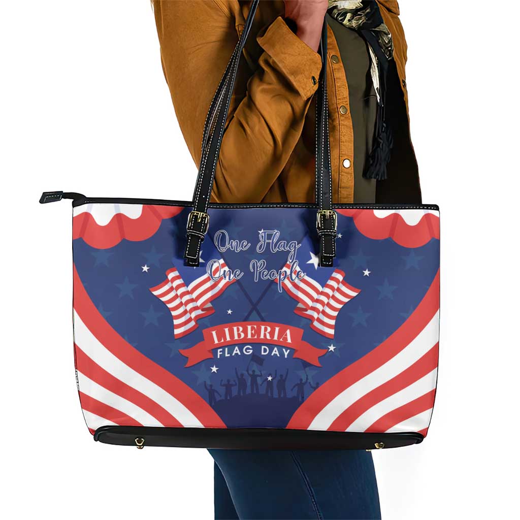 Liberia Flag Day Leather Tote Bag One Flag One People - African Pride