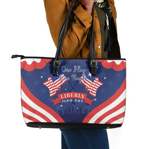 Liberia Flag Day Leather Tote Bag One Flag One People - African Pride