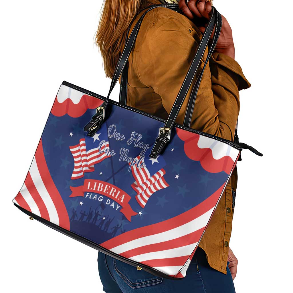 Liberia Flag Day Leather Tote Bag One Flag One People - African Pride