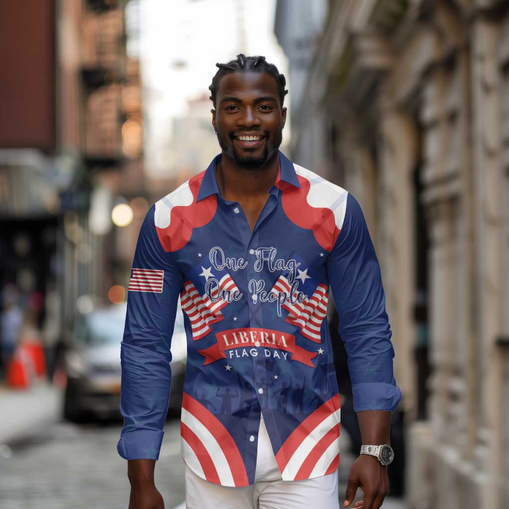 Personalized Liberia Flag Day Long Sleeve Button Shirt One Flag One People - African Pride