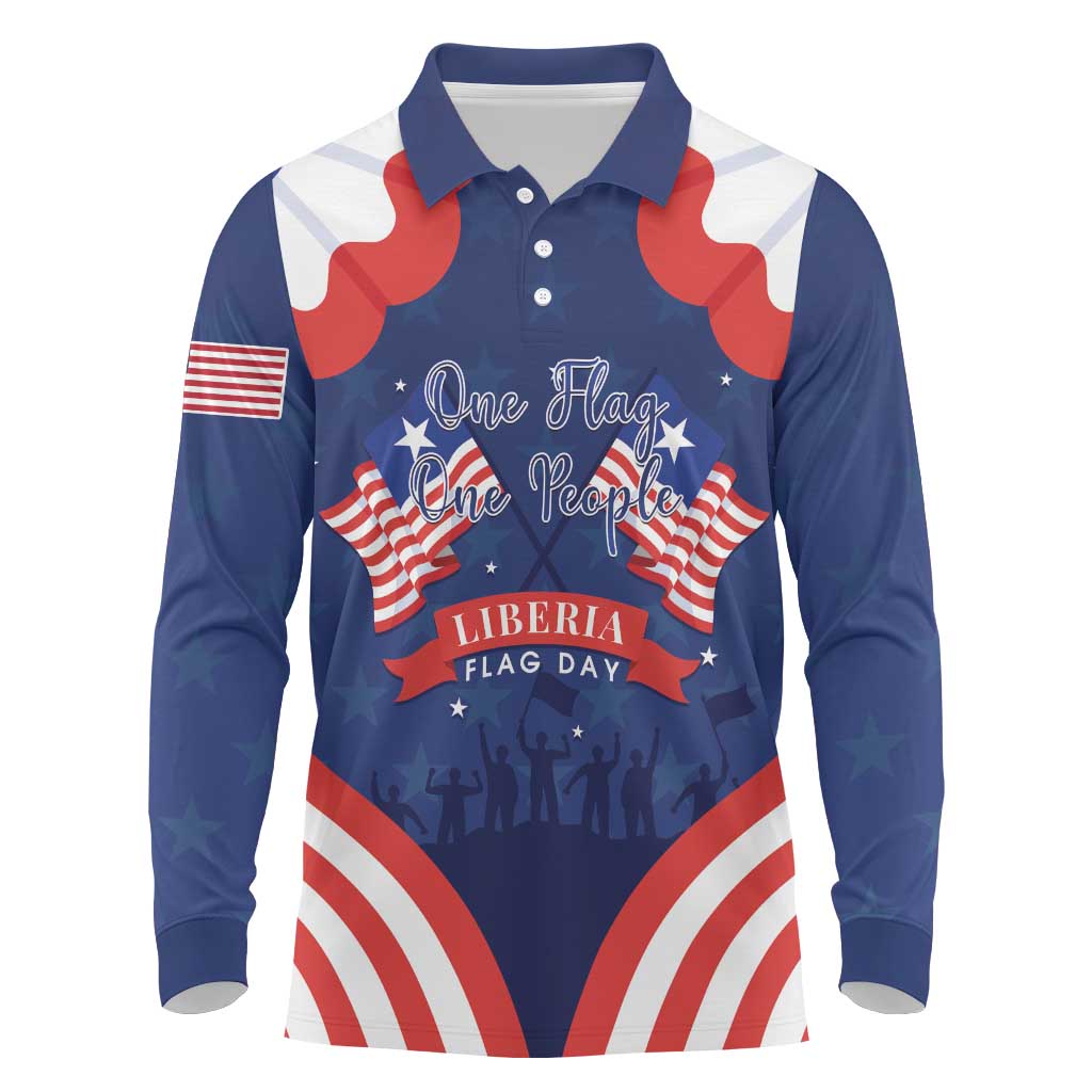Personalized Liberia Flag Day Long Sleeve Polo Shirt One Flag One People - African Pride