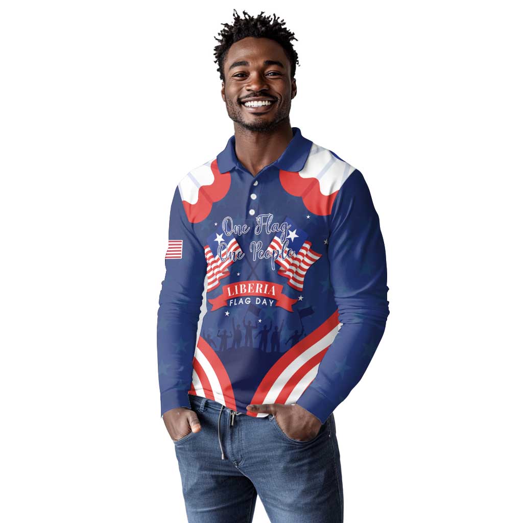 Personalized Liberia Flag Day Long Sleeve Polo Shirt One Flag One People - African Pride