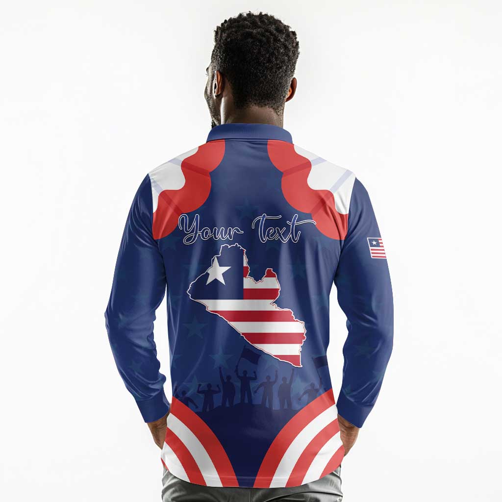 Personalized Liberia Flag Day Long Sleeve Polo Shirt One Flag One People - African Pride