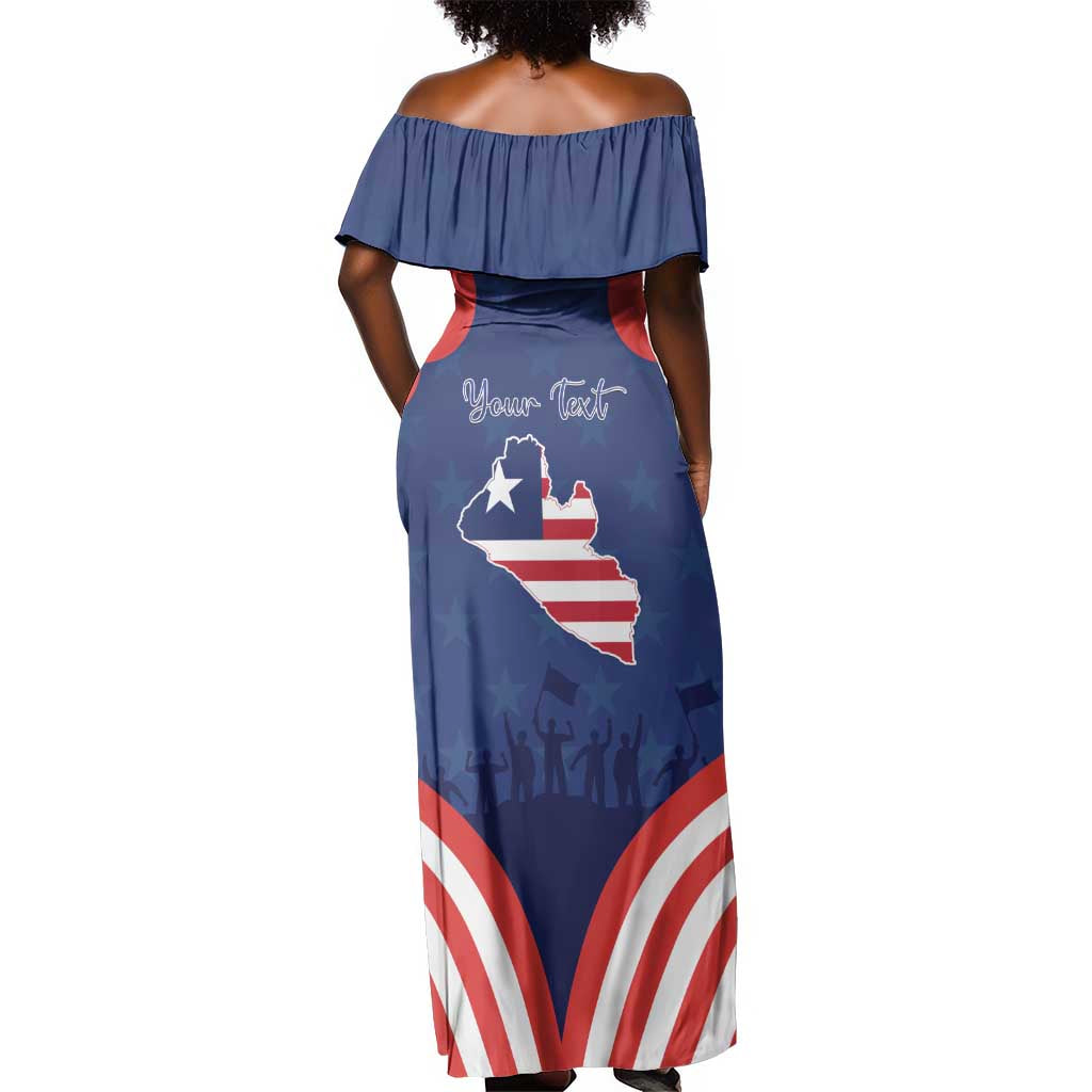 Personalized Liberia Flag Day Off Shoulder Maxi Dress One Flag One People - African Pride